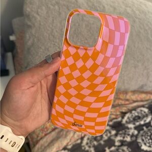 Sonix Vibrant Pink and Orange Checkerboard iPhone 16 Pro Max Case